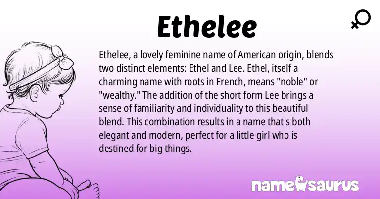 Infographic about Ethelee name meaning, Ethelee is a name from American origin(s).