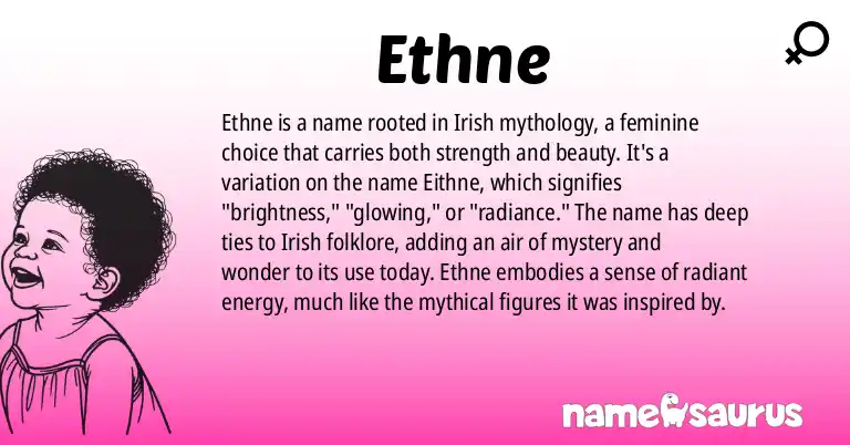 Infographic about Ethne name meaning, Ethne is a name from Irish Mythology origin(s).