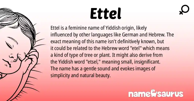 Infographic about Ettel name meaning, Ettel is a name from Yiddish origin(s).