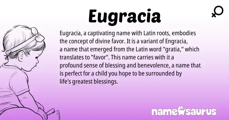 Infographic about Eugracia name meaning, Eugracia is a name from Latin origin(s).