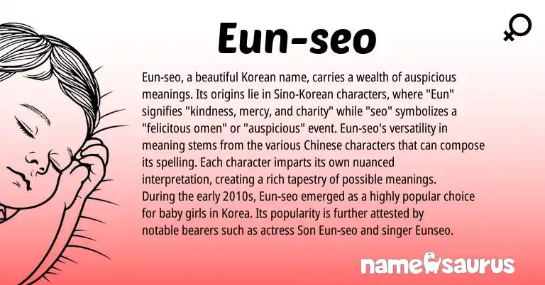 Infographic about Eun-seo name meaning, Eun-seo is a name from Chinese, Korean origin(s).