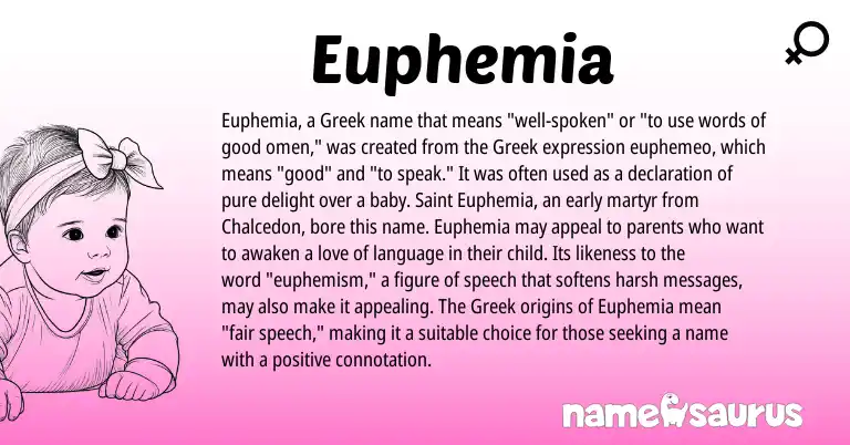 Infographic about Euphemia name meaning, Euphemia is a name from Greek origin(s).