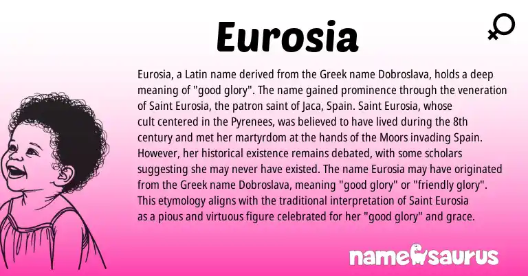 Infographic about Eurosia name meaning, Eurosia is a name from Spain, Latin, Greek origin(s).