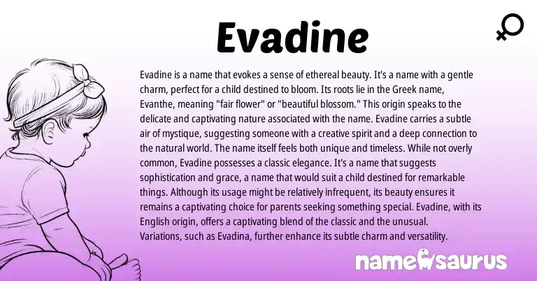 Infographic about Evadine name meaning, Evadine is a name from Greek origin(s).