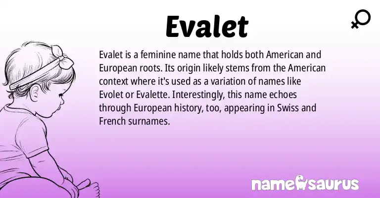Infographic about Evalet name meaning, Evalet is a name from American origin(s).