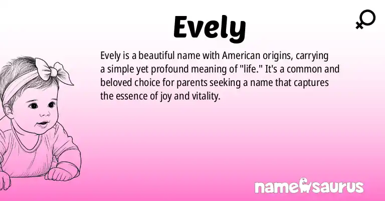 Infographic about Evely name meaning, Evely is a name from American origin(s).