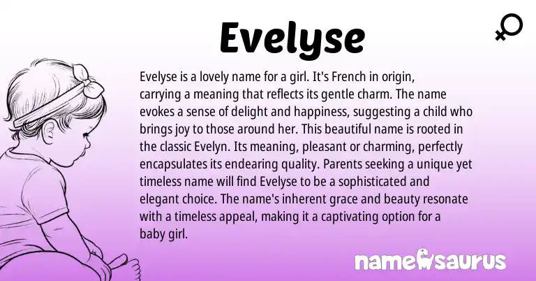 Infographic about Evelyse name meaning, Evelyse is a name from French origin(s).