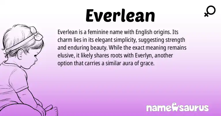 Infographic about Everlean name meaning, Everlean is a name from English origin(s).