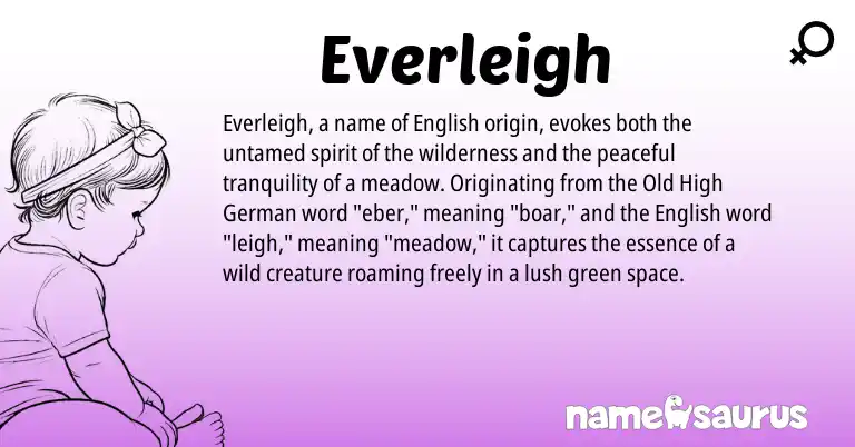 Infographic about Everleigh name meaning, Everleigh is a name from Old High German, English origin(s).