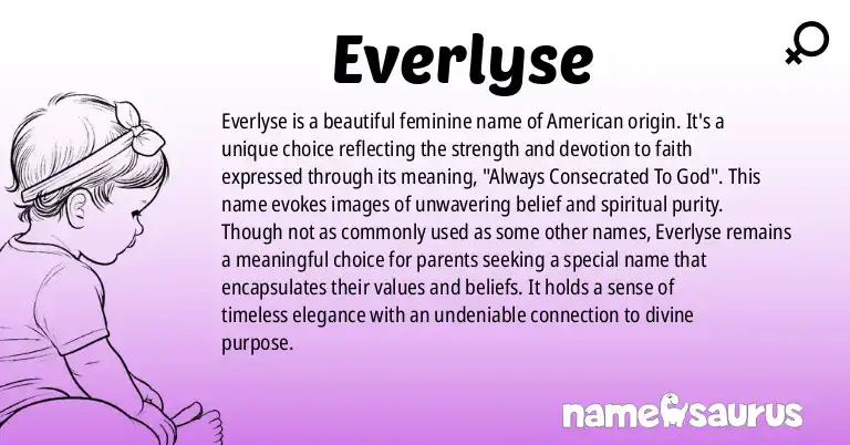 Infographic about Everlyse name meaning, Everlyse is a name from American origin(s).