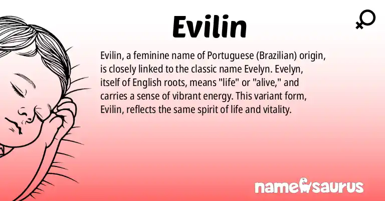 Infographic about Evilin name meaning, Evilin is a name from Portuguese (Brazilian) origin(s).