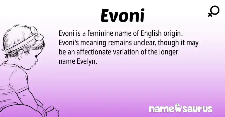 Infographic about Evoni name meaning, Evoni is a name from English origin(s).