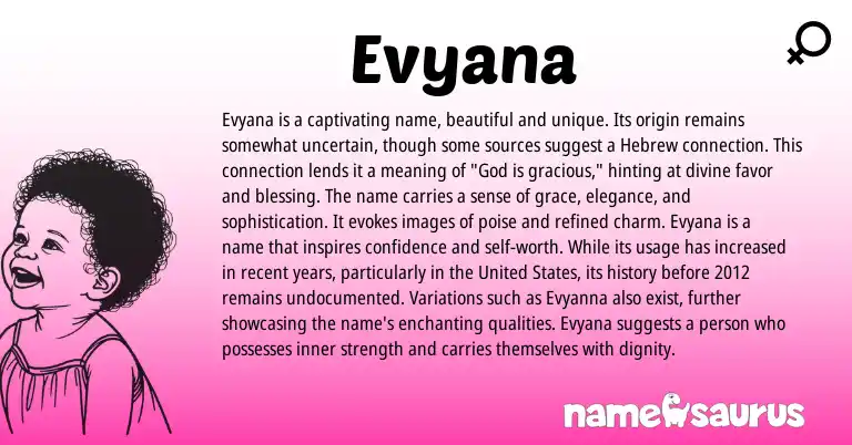 Infographic about Evyana name meaning, Evyana is a name from Other origin(s).