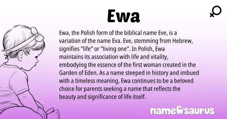 Infographic about Ewa name meaning, Ewa is a name from Polish, Hebrew origin(s).