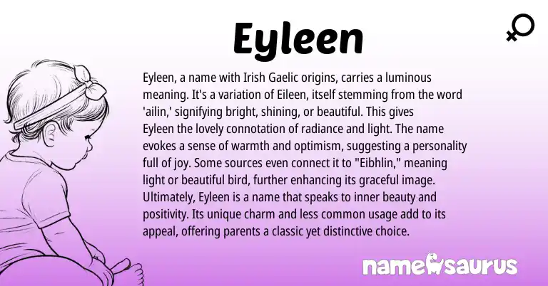 Infographic about Eyleen name meaning, Eyleen is a name from Irish, Gaelic origin(s).