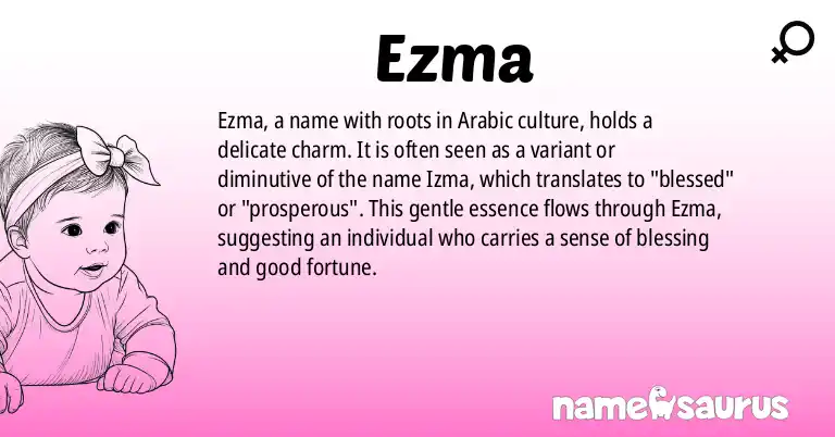 Infographic about Ezma name meaning, Ezma is a name from Arabic origin(s).