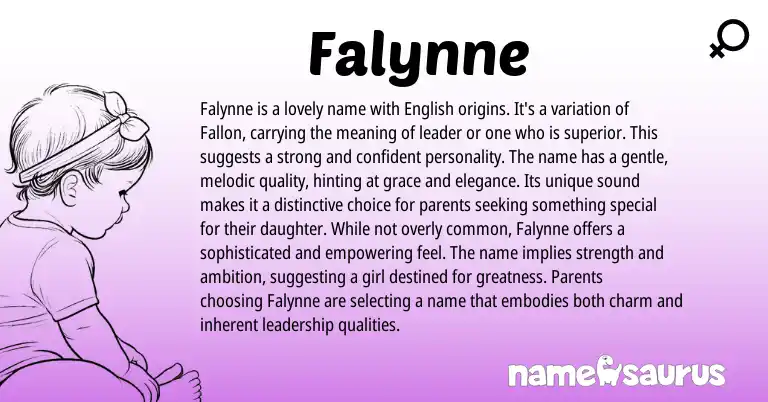 Infographic about Falynne name meaning, Falynne is a name from English origin(s).