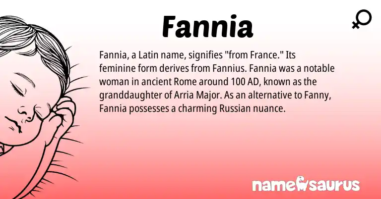 Infographic about Fannia name meaning, Fannia is a name from Russian, Latin origin(s).