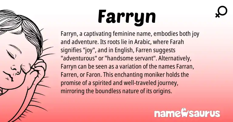 Infographic about Farryn name meaning, Farryn is a name from English, Arabic origin(s).