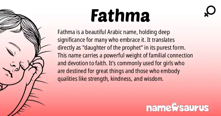 Infographic about Fathma name meaning, Fathma is a name from Arabic origin(s).