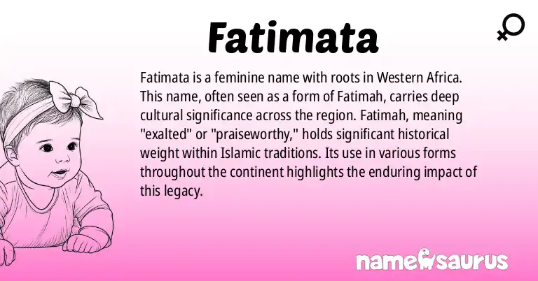 Infographic about Fatimata name meaning, Fatimata is a name from Western African origin(s).