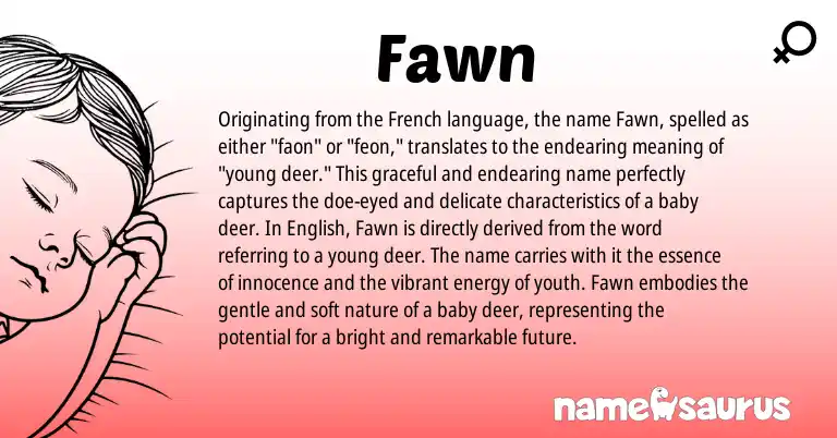 Infographic about Fawn name meaning, Fawn is a name from English, French origin(s).