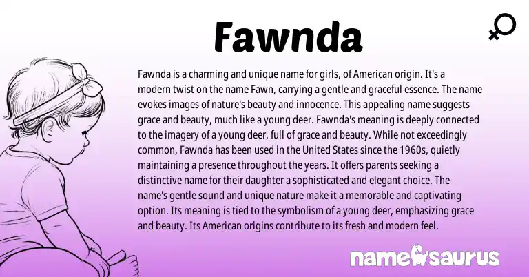 Infographic about Fawnda name meaning, Fawnda is a name from American origin(s).