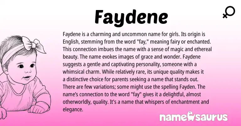 Infographic about Faydene name meaning, Faydene is a name from English origin(s).
