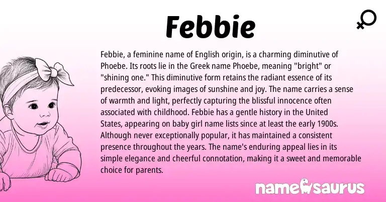 Infographic about Febbie name meaning, Febbie is a name from Greek origin(s).