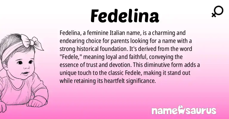 Infographic about Fedelina name meaning, Fedelina is a name from Italian origin(s).