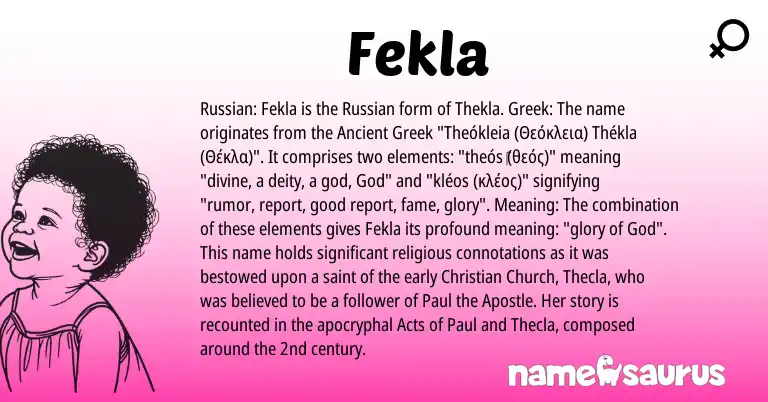 Infographic about Fekla name meaning, Fekla is a name from Russian, Ancient Greek, Greek origin(s).