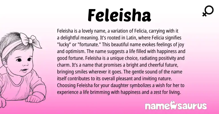 Infographic about Feleisha name meaning, Feleisha is a name from American origin(s).