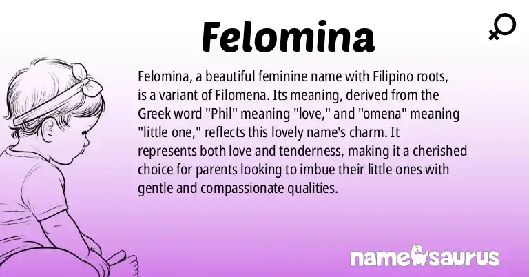 Infographic about Felomina name meaning, Felomina is a name from Filipino origin(s).
