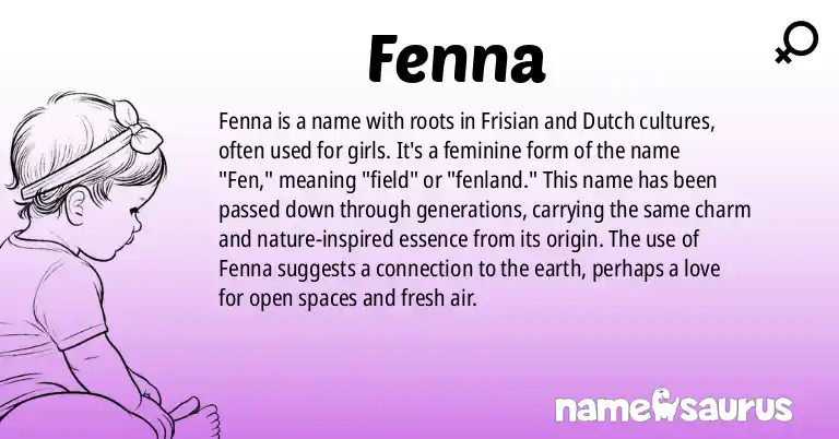Infographic about Fenna name meaning, Fenna is a name from Frisian, Dutch origin(s).