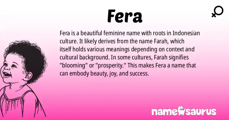 Infographic about Fera name meaning, Fera is a name from Indonesian origin(s).