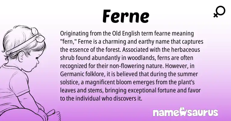 Infographic about Ferne name meaning, Ferne is a name from Old English, Germanic origin(s).