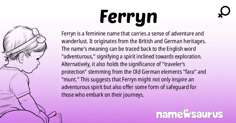 Infographic about Ferryn name meaning, Ferryn is a name from British, German origin(s).