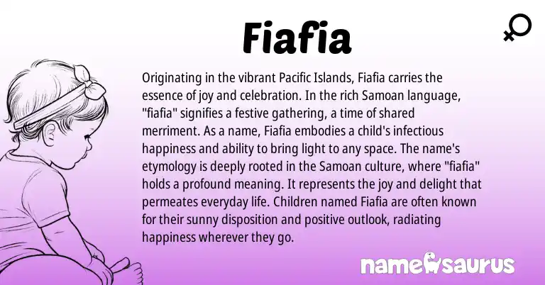 Infographic about Fiafia name meaning, Fiafia is a name from Samoan origin(s).