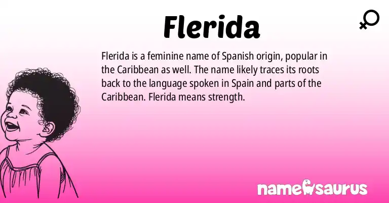 Infographic about Flerida name meaning, Flerida is a name from Spanish, Spanish (Caribbean) origin(s).