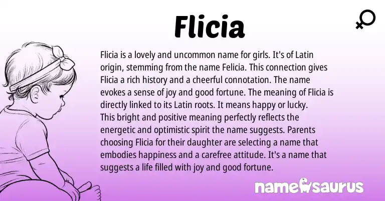 Infographic about Flicia name meaning, Flicia is a name from Latin origin(s).