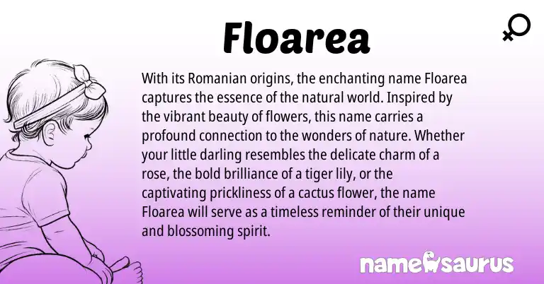 Infographic about Floarea name meaning, Floarea is a name from Romanian origin(s).
