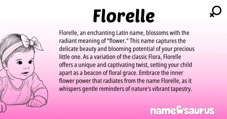 Infographic about Florelle name meaning, Florelle is a name from Latin origin(s).