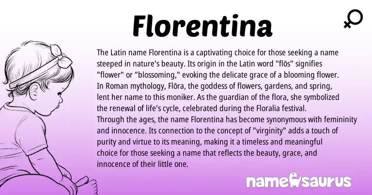 Infographic about Florentina name meaning, Florentina is a name from Roman, Latin origin(s).
