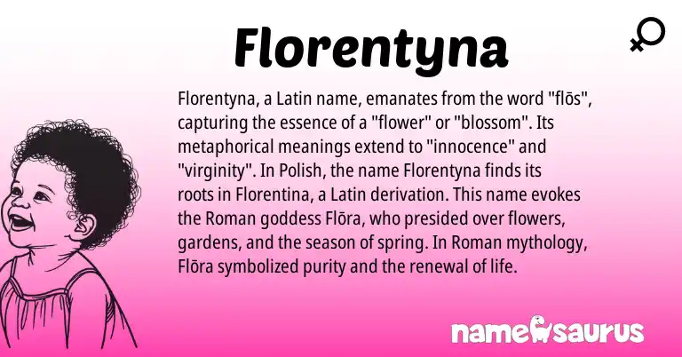 Infographic about Florentyna name meaning, Florentyna is a name from Roman, Polish, Latin origin(s).