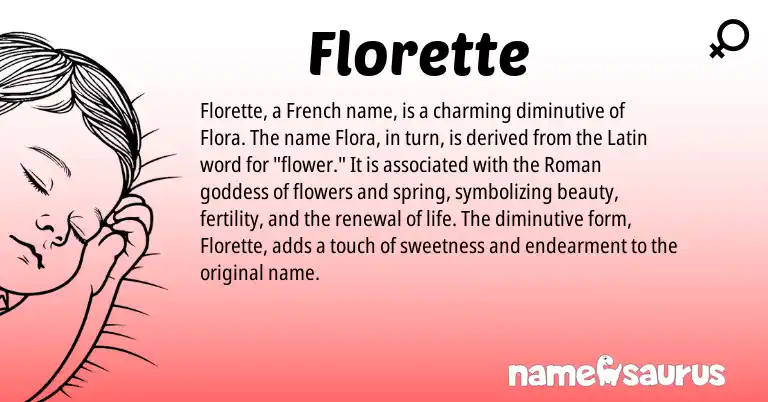Infographic about Florette name meaning, Florette is a name from Roman, French, Latin origin(s).