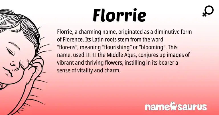 Infographic about Florrie name meaning, Florrie is a name from Latin origin(s).