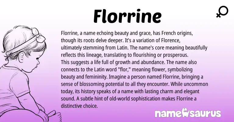 Infographic about Florrine name meaning, Florrine is a name from French origin(s).