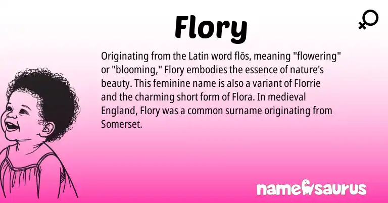 Infographic about Flory name meaning, Flory is a name from Latin, England origin(s).