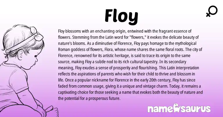 Infographic about Floy name meaning, Floy is a name from Roman, Latin origin(s).