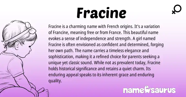 Infographic about Fracine name meaning, Fracine is a name from French origin(s).